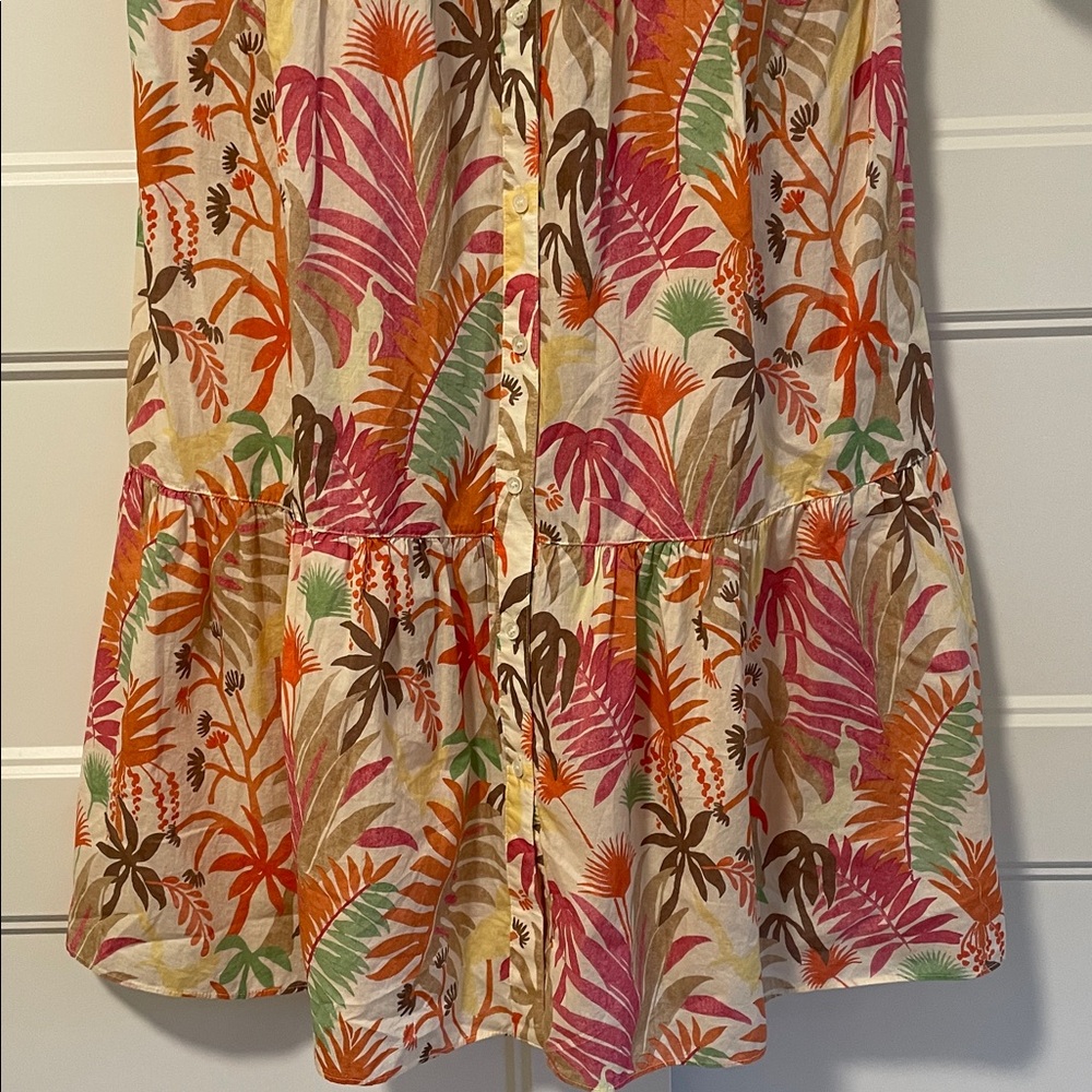 J. McLaughlin Button Front Tiered‎ Midi Dress Tropical Leaf Tybee Printed NWT S - Picture 3 of 11